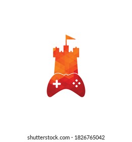 vector de logotipo de castillo y juego. controlador de concepto de plantilla de diseño del logotipo del juego del castillo.