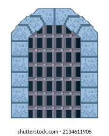 Castle Gate Pixel Art Style Icon