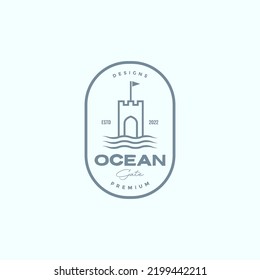 castle gate with water logo design