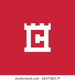 Castle Geometric Letter C Logo design vector template