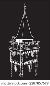 Castle of Germany, graphical sketch of Wernigerode Castle isolated on white background,vector element of architecture