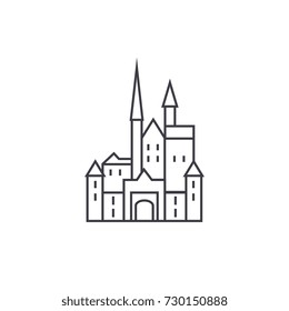 castle in germany vector line icon, sign, illustration on white background, editable strokes