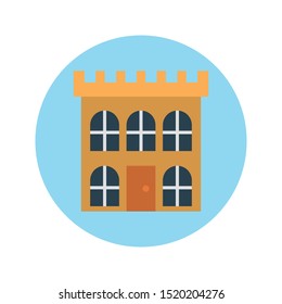 castle glyph flat vector icon
