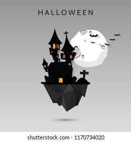 Castle Halloween Banner background. Paper cut vector illustration