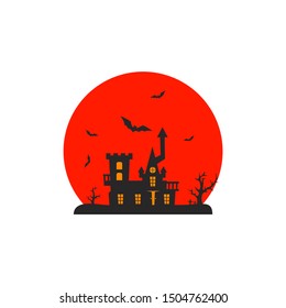 Castle  for Halloween Design Vector isolated. Happy Halloween Template Illustration