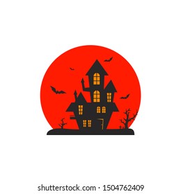 Castle  for Halloween Design Vector isolated. Happy Halloween Template Illustration