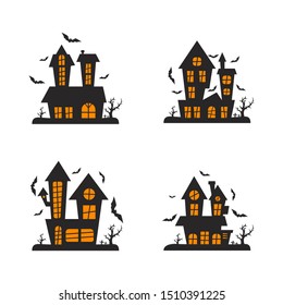 Castle  for Halloween Design Vector isolated. Happy Halloween Template Illustration