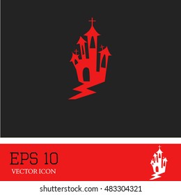 Castle Halloween icons vector