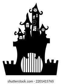 Castle halloween vector illustrarion. Black icon.