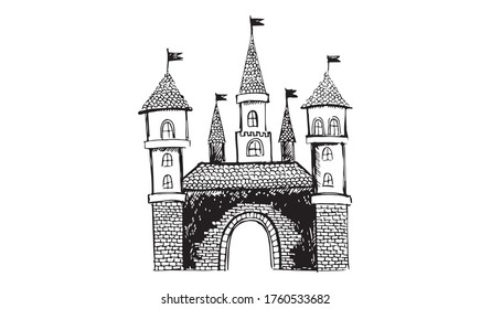 Castle hand drawn vector Illustration