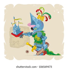 Castle in the hand of the knight, vector