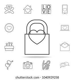 castle with a heart icon. Set of Love element icons. Premium quality graphic design. Signs, outline symbols collection icon for websites, web design, mobile app on white background