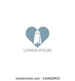 Castle heart shape vector logo design. Castle Tower logo Template Vector.