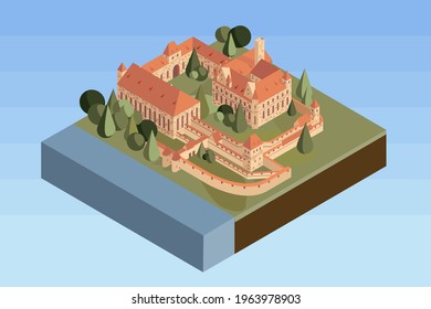 castle historical landmark city tourism 
isometry 3D