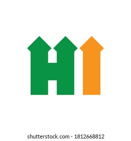 Castle or Home with HI letter logo design vector