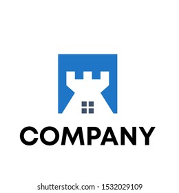 Castle house logo design template concept Vector