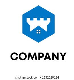 Castle house logo design template concept Vector