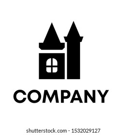 Castle house logo design template concept Vector