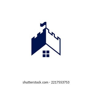 Castle House logo featuring a combined castle and home icon, symbolizing protection, property, and security. Ideal for real estate, home security, construction, and insurance. Vector logo template