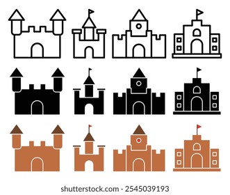 Schloss-Symbol in schwarzen und farbigen Versionen.