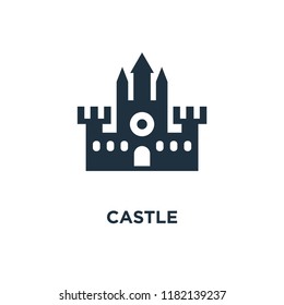 Castle icon. Black filled vector illustration. Castle symbol on white background. Can be used in web and mobile.