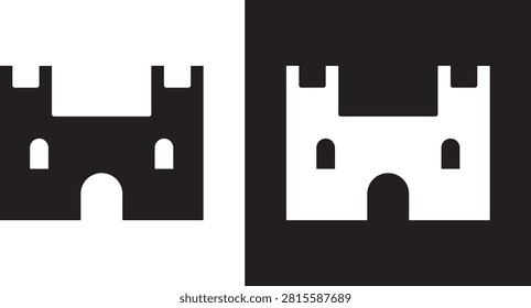 Castle icon black outline label..
