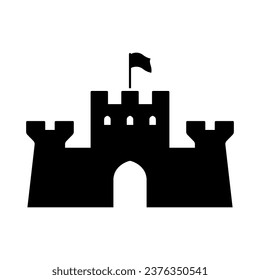 Castle icon. Black silhouette. Front view. Vector simple flat graphic illustration. Isolated object on a white background. Isolate.