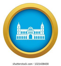 Castle icon blue vector isolated on white background for any design