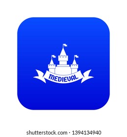 Castle icon blue vector isolated on white background