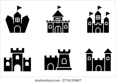 Castle icon collection. modern simple icons for web on white background