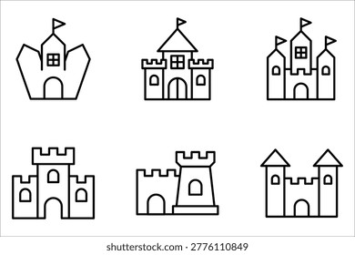 Castle icon collection. modern simple icons for web on white background