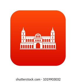 Castle icon digital red for any design isolated on white vector illustration
