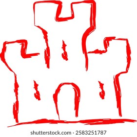 castle icon in Doodle style