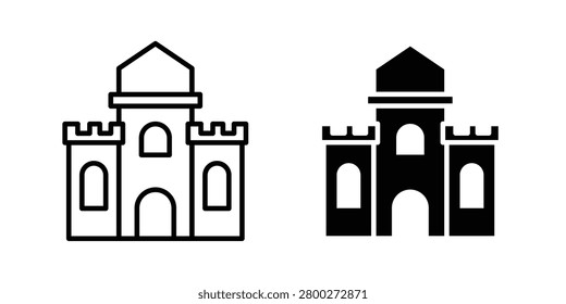 Castle icon drawing lines. Silhouette style vector bundle.