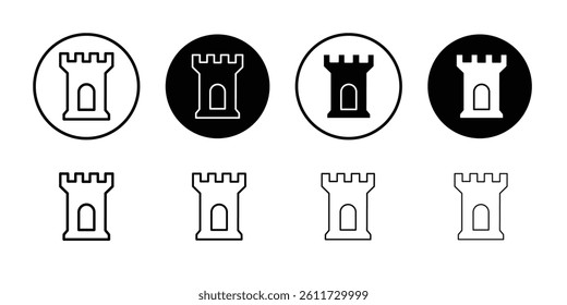 Castle icon Flat simple outline set
