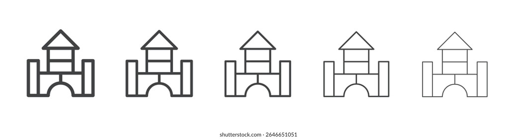 Logotipo de contorno simple plano del icono del castillo