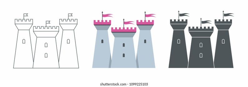 Castle icon. flat style. isolated on white background