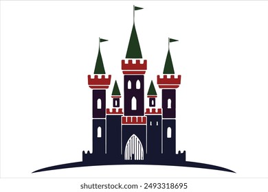 Icono del castillo en estilo plano aislado en el fondo blanco del Vector