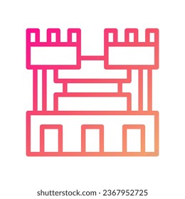 Castle icon gradient pink yellow summer beach illustration vector element and symbol perfect.