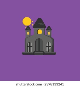 A castle icon in Halloween vector