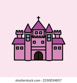 La Imagen del icono del castillo, se puede utilizar como ilustración plana del logotipo del icono, ilustración del Vector, material para los usos, Diseño web, y otros.