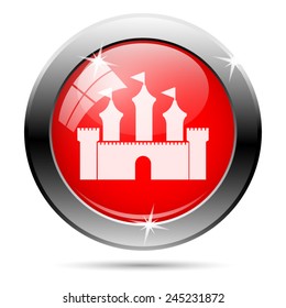 Castle icon. Internet button on white background. 