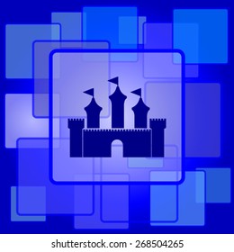 Castle icon. Internet button on abstract background. 