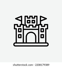  castle icon, isolated Fairytale outline icon in light grey background, perfect for website, blog, logo, graphic design, social media, UI, mobile app