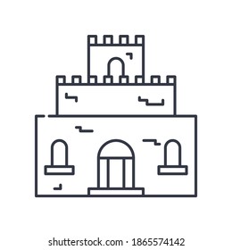 Icono de castillo, ilustración lineal aislada, vector de línea delgada, signo de diseño web, símbolo de concepto de contorno con trazo editable sobre fondo blanco.