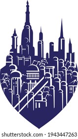 castle icon in location template, building logo design vector