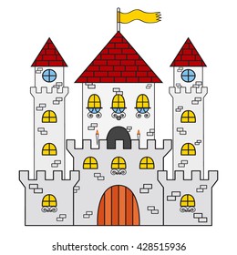 Castle icon. Made in cartoon flat style. Medieval concept.