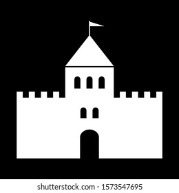Castle icon on black background. Vector illustration.