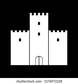 Castle icon on black background. Vector illustration.