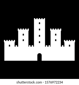Castle icon on black background. Vector illustration.